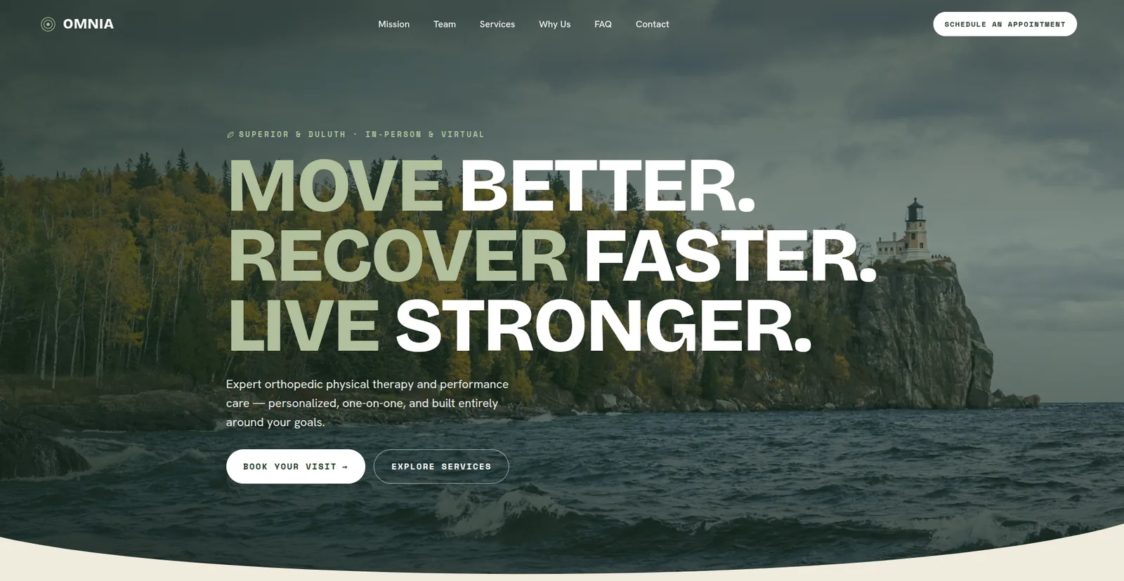 The Omnia Physical Therapy homepage